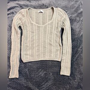 Hollister Light Mint Green square Neck Open-Knit Sweater